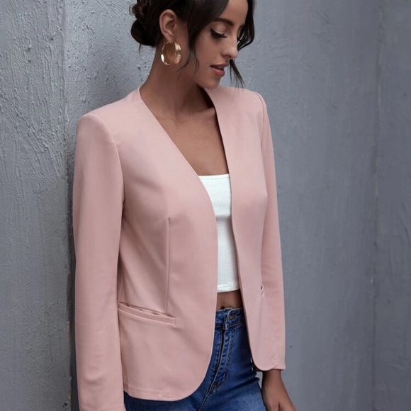 Blazer jacket business casual open front black - Picture 8 of 10